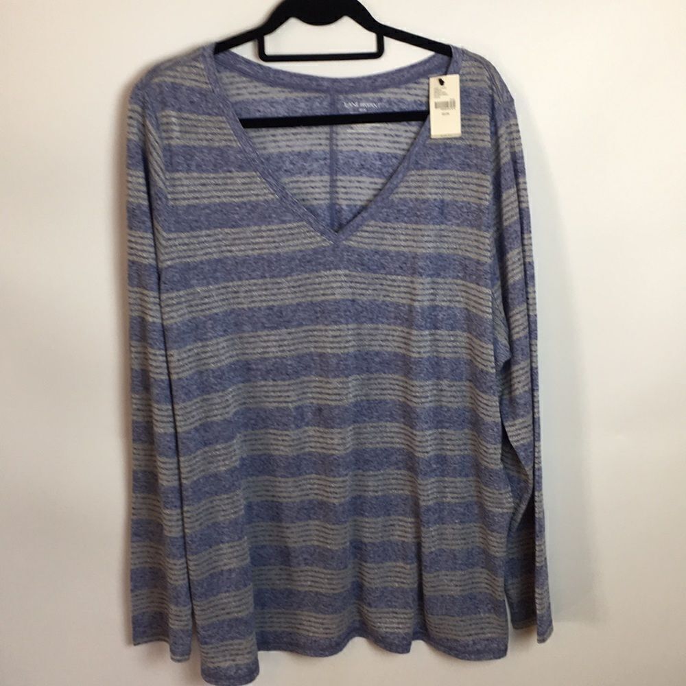 Lane Bryant Purple Multi Plus Striped Sparkle Long Sleeve T-Shirt Top Sz 22/24.
